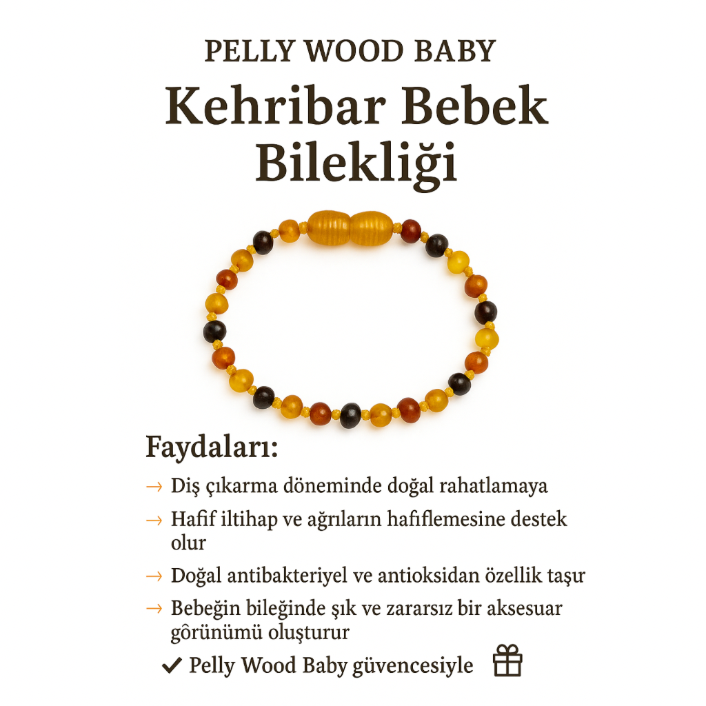 Untitled design Kehribar Bebek Bilekliği Multıcolor rengi - Görsel 1